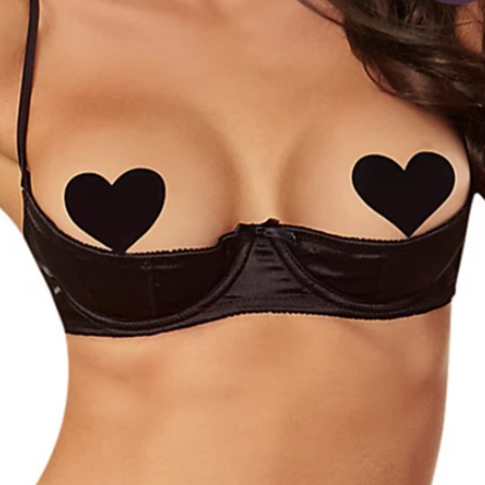 DREAMGIRL Elegant Persuasion Open Cup Shelf Bra | Black | NWOT